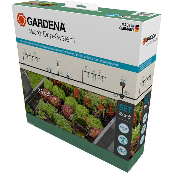  Gardena GARDENA Micro-Drip System Drip Irrigation Set Raised Bed/Bed, 35 Plants, Dripper (Black/Grey, Model 2023)