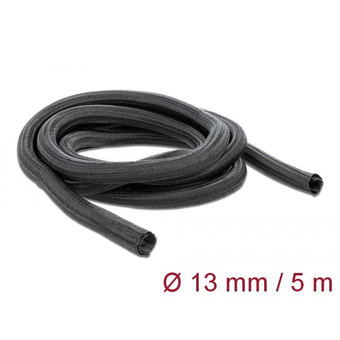 Delock fonott kábelharisnya önzáródó 5m x 13mm fekete (18909) (delock18909)