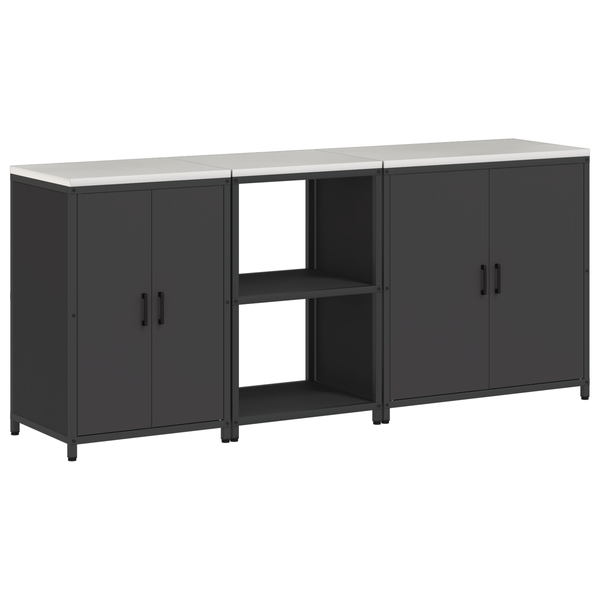 Set de Depozitare pentru Bucătărie 3 pcs Negru 210 x 50 x 92 cm