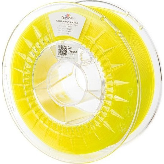 Spectrum Filaments 80883 PLA Crystal 3D nyomtatószál PLA műanyag Megnövelt extrudálási sebesség 1.75 mm 1000 g Elektromos sárga, Sárga 1 db (SPC-24218)