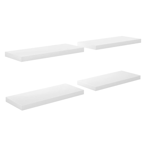 Комплект окачени стенни рафтове vidaXL, 4 бр, бял гланц, 60x23,5x3,8 см, МДФ, 5.78 Kg