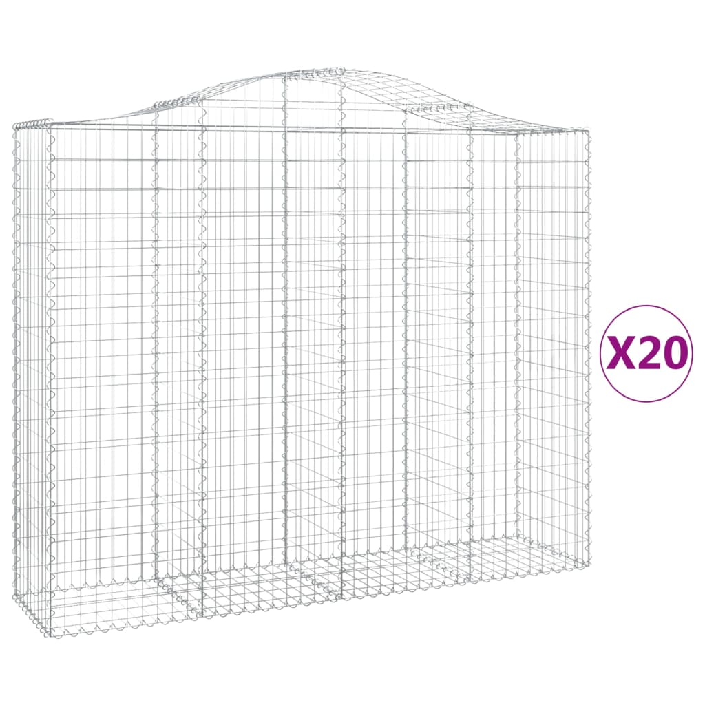 20 db íves horganyzott vas gabion kosár 200x50x160/180 cm (3145718)