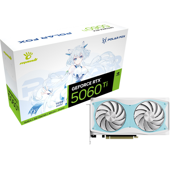 Manli GeForce RTX 5060 Ti 16GB GDDR7 Poloar Fox OC Videókártya - Fehér