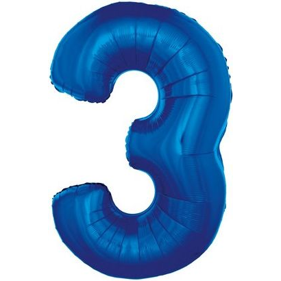 Szám Fólia Lufi - 92 cm, 3-as, Kék (GODA1864)