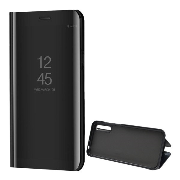 Huawei Y8p, Oldalra nyíló tok, hívás mutatóval, Smart View Cover, fekete (utángyártott) (G98117)