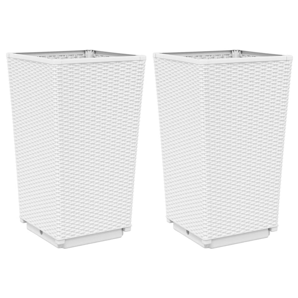 2 db fehér polipropilén kerti ültetőláda 32,5 x 32,5 x 57 cm (367849)