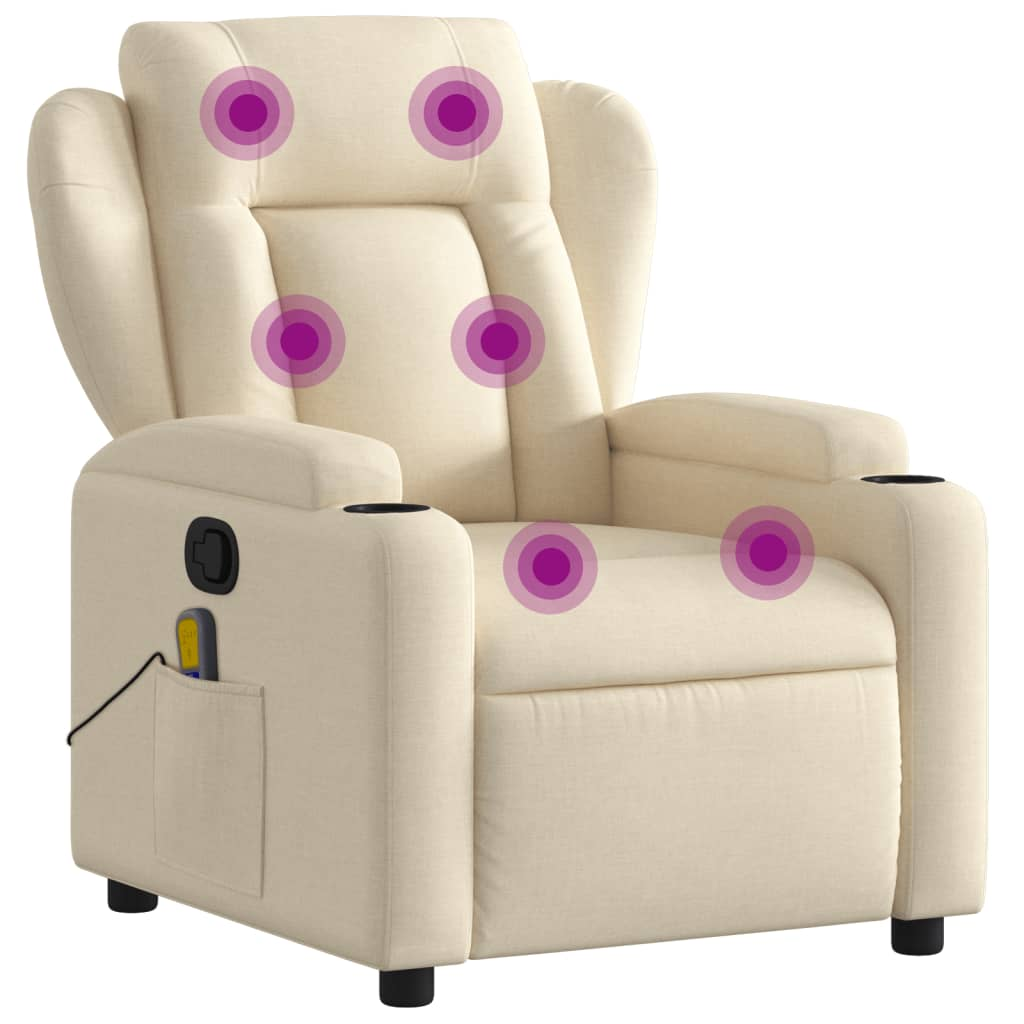 krémszínű szövet dönthető masszázsfotel (372424)