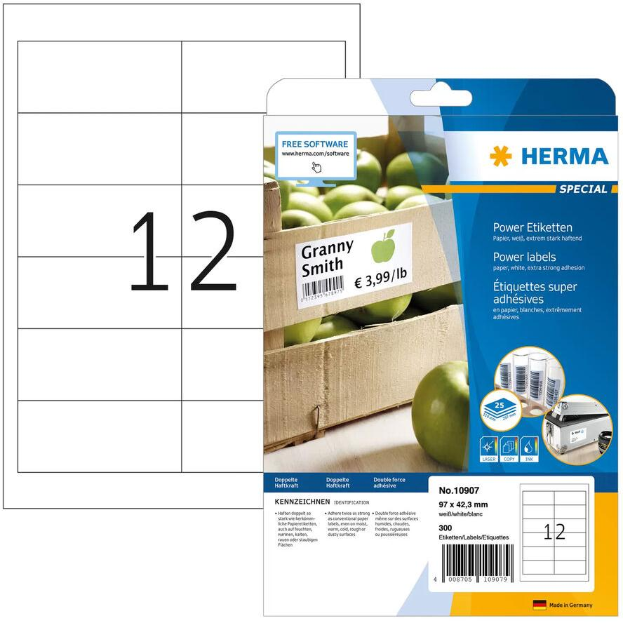 Herma 97x42,3 mm Címke tintasugaras és lézer nyomtatóhoz (300 címke / csomag) (10907)