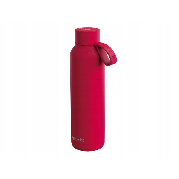 Quokka Solid With Strap - Butelka termiczna ze stali nierdzewnej 630 ml z paskiem (Cherry Red)