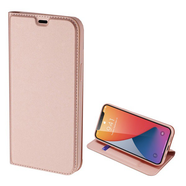 DUX DUCIS SKIN PRO tok álló, bőr hatású (FLIP, oldalra nyíló, bankkártya tartó, asztali tartó funkció) ROZÉARANY [Apple iPhone 12 Pro] (5996457998432)
