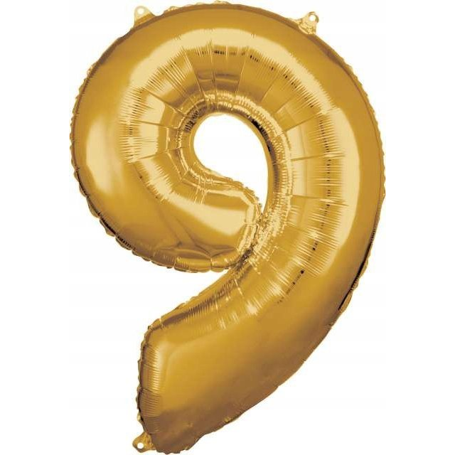 Óriás Szám Fólia Lufi - 9-es, 83x58 cm, Arany (9906274)