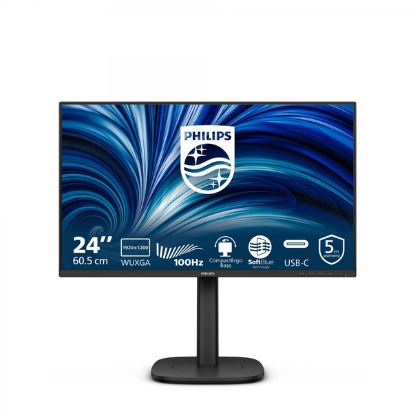 Philips 3000 series 24B2N3200D/00 computerskærm 61,2 cm (24.1") 1920 x 1200 pixel WUXGA LCD Sort