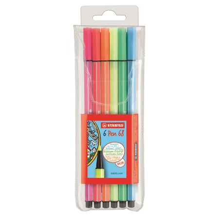 STABILO Pen 68 viltstift Meerkleurig 6 stuk(s)