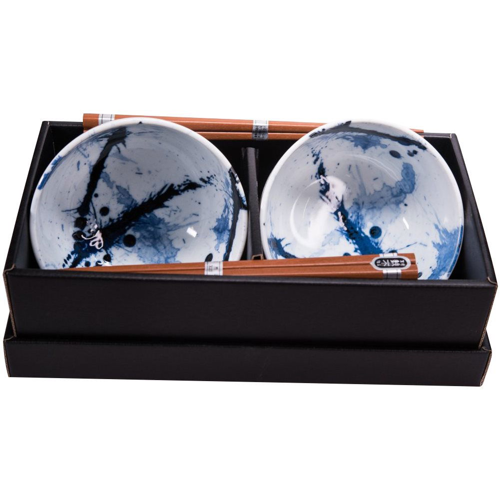 Made In Japan Blue & White Tálkészlet pálcikákkal, 350 ml, 2 db (MIJC0315)