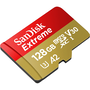 Карта памет SanDisk Extreme microSDXC 128GB, За Action Cams and Drones, До 190MB/s & 90MB/s Read/Write speeds A2 C10 V30 UHS-I U3 + SD адаптер