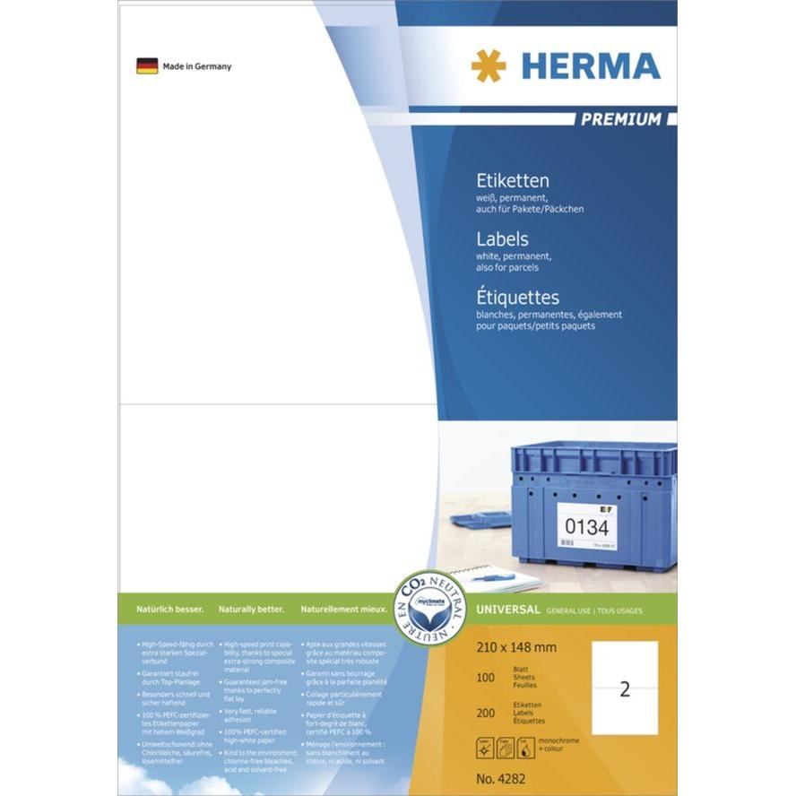 Herma 210x148 mm Címke tintasugaras és lézer nyomtatóhoz (200 címke / csomag) (4282)