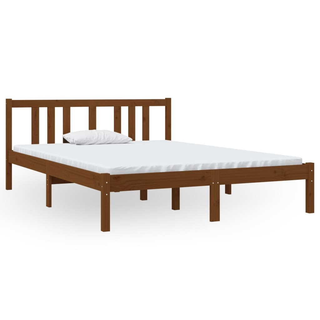 szürke tömör fa ágykeret 135 x 190 cm (4FT6 Double) (814862)