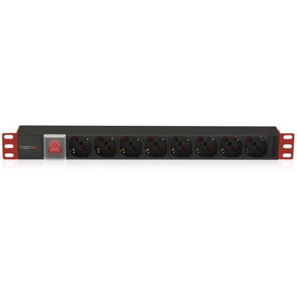 Techly I-CASE STRIP-81U unità di distribuzione dell'energia (PDU) 8 presa(e) AC 1U Nero, Rosso