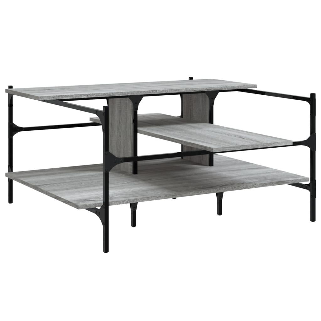 szürke sonoma szerelt fa dohányzóasztal 100x100x48,5 cm (842314)