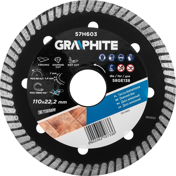 Graphite Gyémánt Vágókorong 110x22.2xmm Az 58GE138-hoz