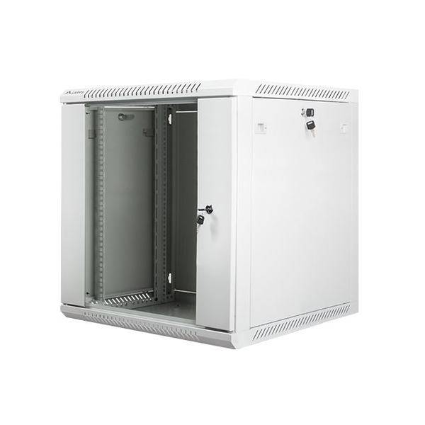 Стенен метален шкаф от разглобяем пакет, Lanberg, 12U, 600x600mm, 19", сив