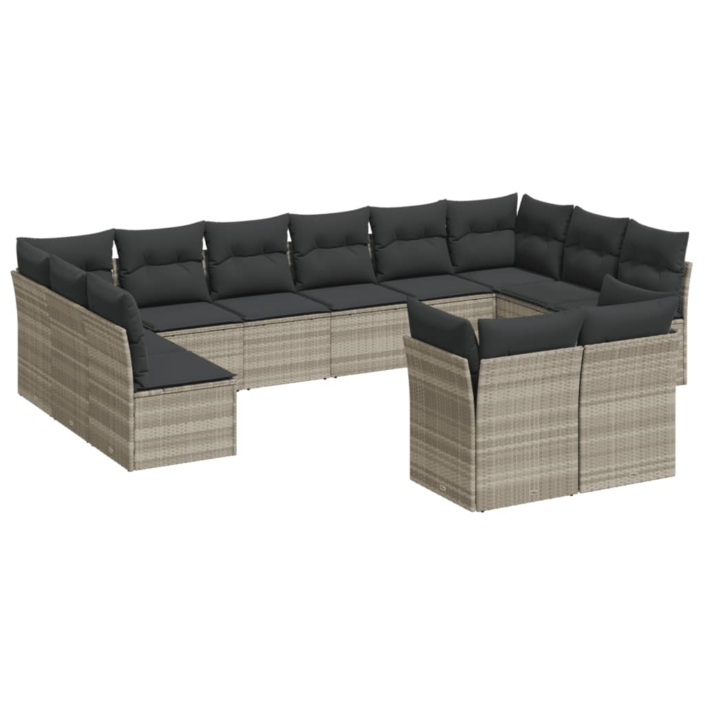 12 részes világosszürke polyrattan kerti ülőgarnitúra párnával (3218432)