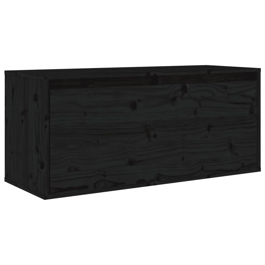 fekete tömör fenyőfa faliszekrény 80 x 30 x 35 cm (813463)