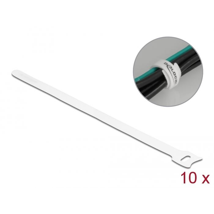Delock befűzős kábelkötegelő 250 X12 mm 10db fehér (19523) (DE19523)