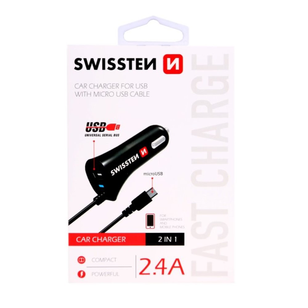 Nabíječka do auta microUSB typ B, USB SWISSTEN 1 mA