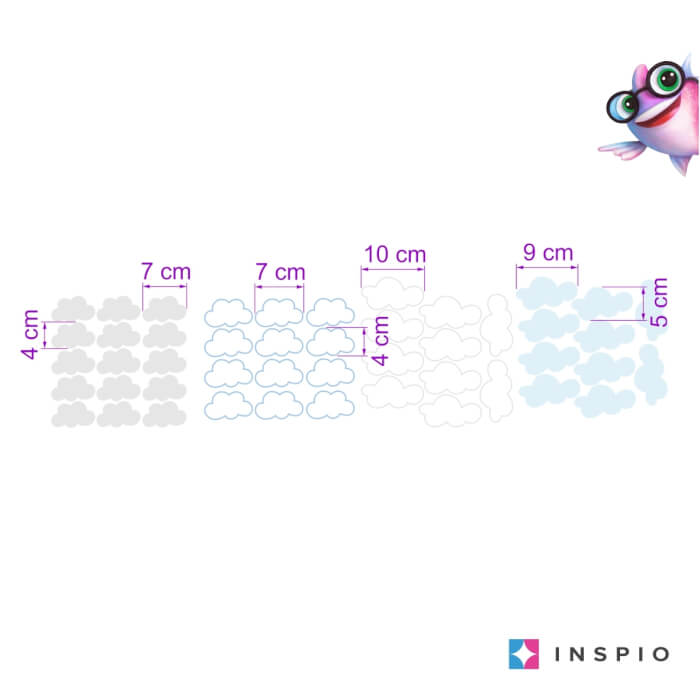 Matricák gyerekszobába - Felhők kék és szürke színben (9550f)