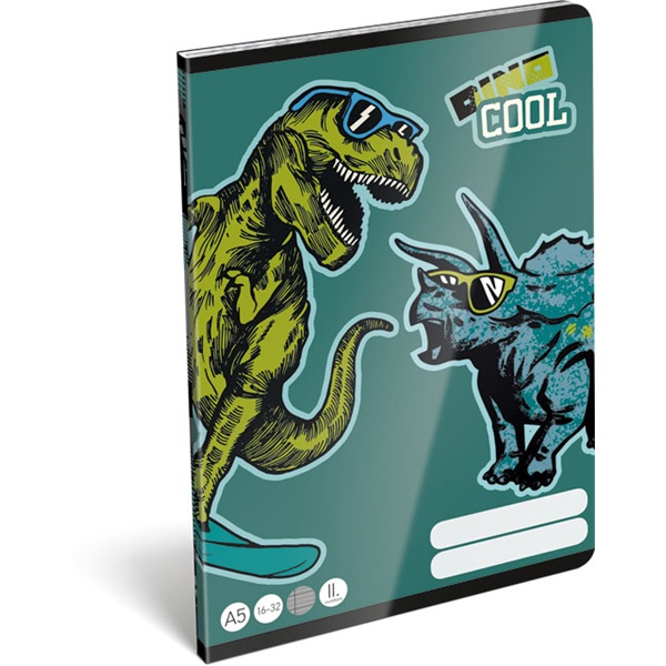 Lizzy Dino Cool 22966299 FSC A5 16-32 tűzött vonalas füzet (18887)