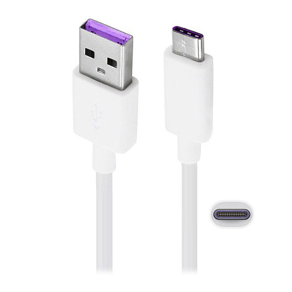 HUAWEI AP71 adatkábel és töltő (USB - Type-C, 5A, gyorstöltés támogatás, 100cm) FEHÉR (AP71 / HL1289_B)