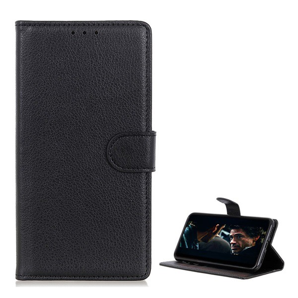 Tok álló, bőr hatású (FLIP, oldalra nyíló, asztali tartó funkció, prémium) FEKETE [Vodafone Smart N10 (VFD630)] (5996457917891)