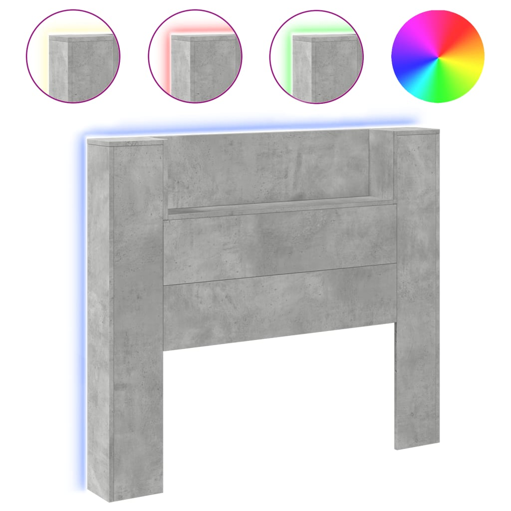 betonszürke áthidalószekrény LED-világítással 120x16,5x103,5 cm (839241)