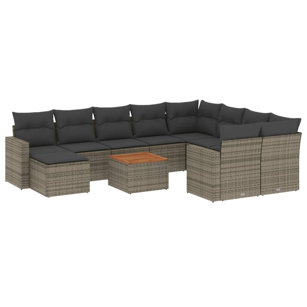 11 részes szürke polyrattan kerti ülőgarnitúra párnákkal (3256746)