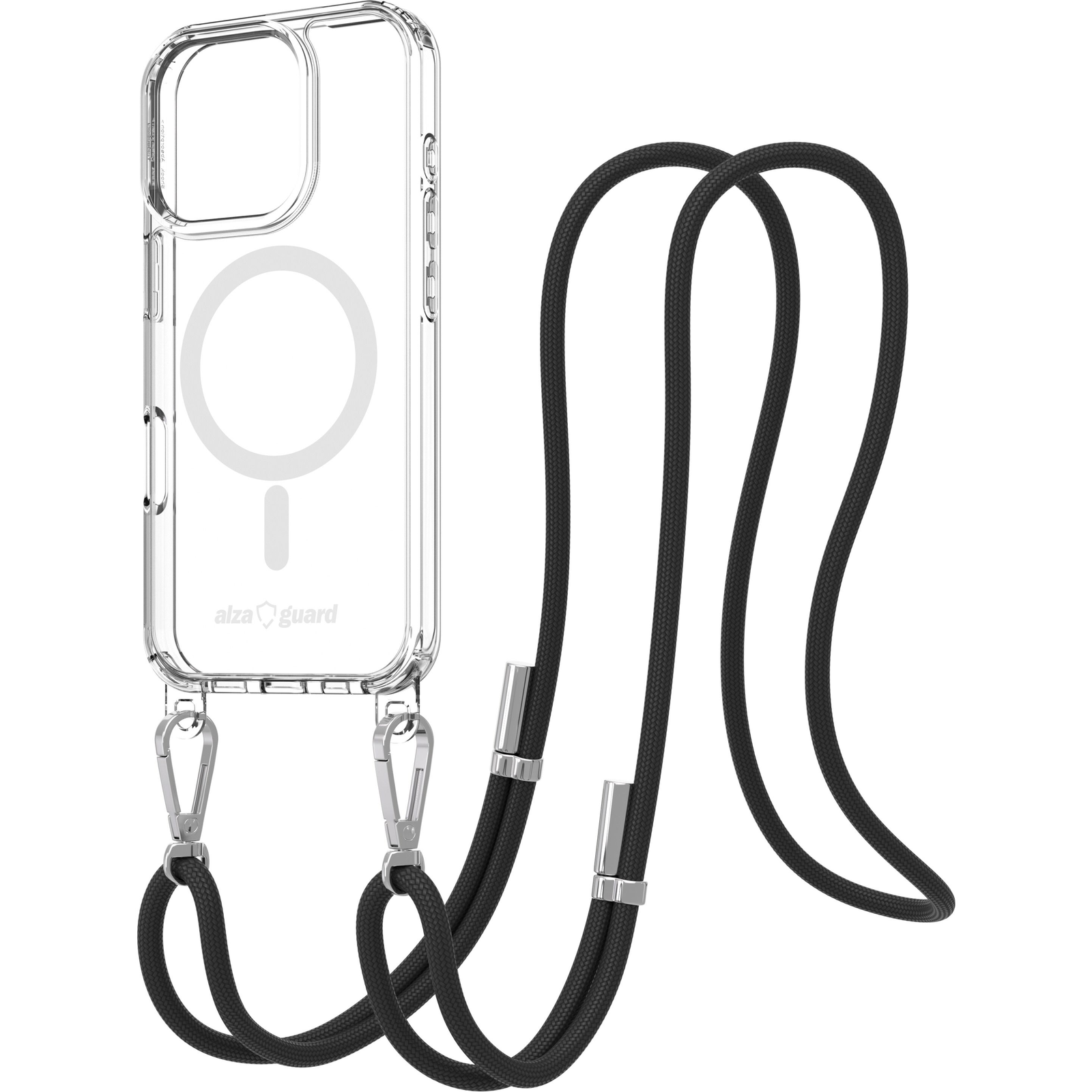 AlzaGuard Luxe Detach Lanyard Case Compatible with MagSafe for iPhone 16 Pro fekete tok (AGD-PCF000022B)