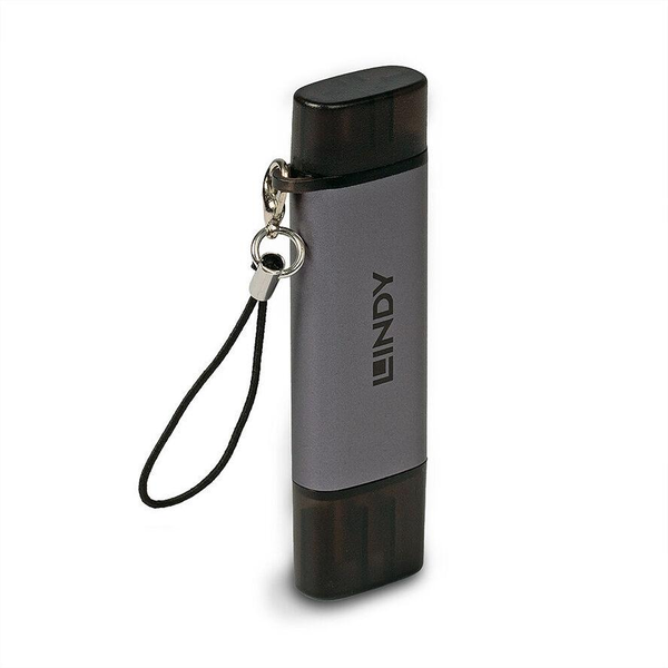 Lindy 43335 cititoare de carduri USB 3.2 Gen 1 (3.1 Gen 1) Type-A/Type-C Negru, Gri