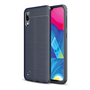Samsung Galaxy M10 SM-M105F, TPU szilikon tok, bőrhatású, varrásminta, sötétkék