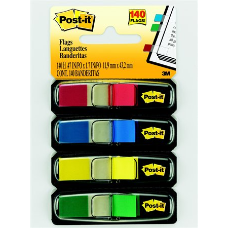 3M POSTIT12x44 mm műanyag jelölőcímke - Vegyes szín 4x35 lap (70071353570)