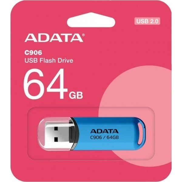 ADATA AC906-64G-RWB USB-nøgle 64 GB USB Type-A 2.0 Blå, Transparent