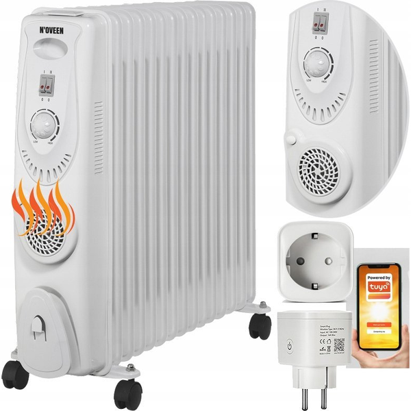 N'oveen OH150199 TUYA Smart Elektromos Olajradiátor 13 tagos 2500W - Fehér