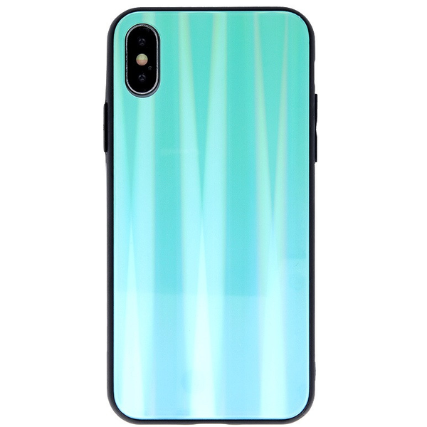 Huawei P40, Силиконова защитна рамка, гръб от закалено стъкло, Aurora Glass, мента (91362)