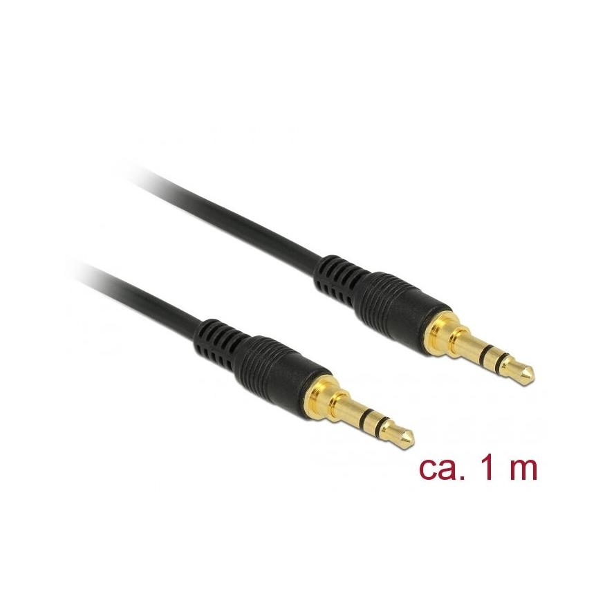Delock Sztereó Jack Kábel 3,5 mm 3 tűs férfi > férfi 1 m fekete (85547)