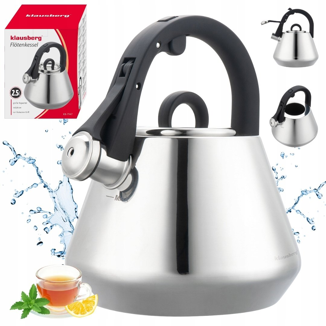 Klausberg rozsdamentes acél vízforraló gwizdkiem 2,5L KB-7947 (KB-7947)
