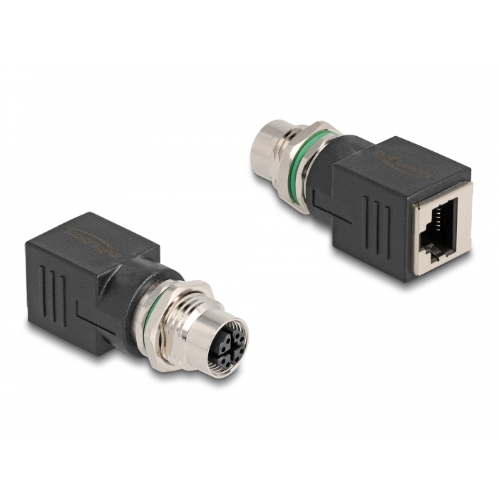 Delock M12 adapter X-kódolt 8 tűs anya - RJ45 anya egyenes (60064) (60064)