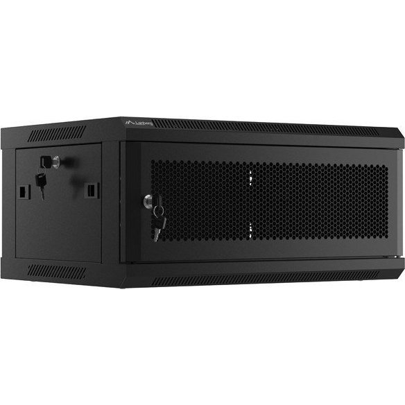 Szafa Lanberg Szafa wiszšca 19 cali 4U 600x450 drzwi perforowane (flat pack) czarna