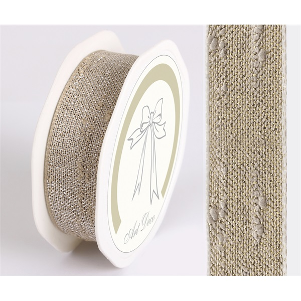 IRIS szalag juta fémszállal drapp 25mm/10méter (441891)