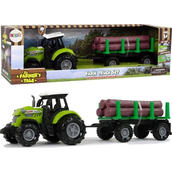 Fafarm Traktor - Pótkocsival, Hanghatásokkal, Zöld