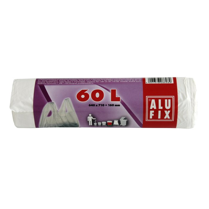 AluFix Köthető füles szemeteszsák 60 l (12 db / tekercs) - Fehér (MS6012GRUNI)