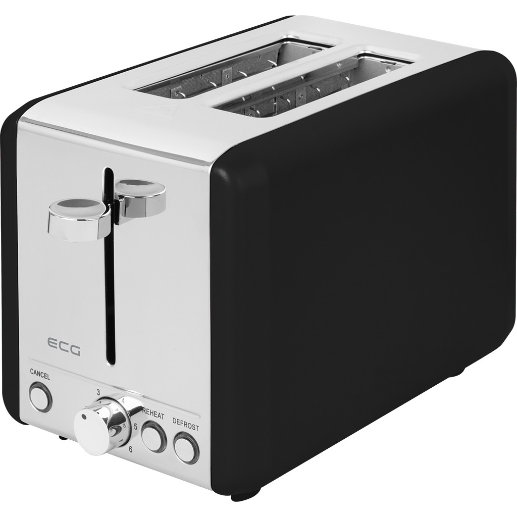ECG ST 2708 Tradizione 2 szeletes kenyérpirító 925W - Fekete / Inox (ST-2708-BK)